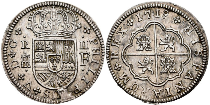 Cy08148.-FELIPE V - 2 Reales 1719 Segovia F.-EBC