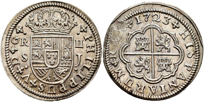 Cy08175.-FELIPE V - 2 Reales 1723 Sevilla J.-EBC