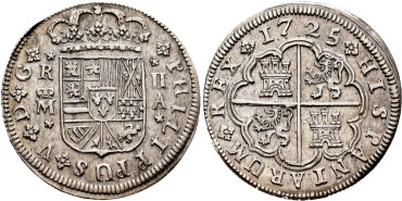 Cy08187.-FELIPE V - 2 Reales 1725/24 Madrid A.-EBC