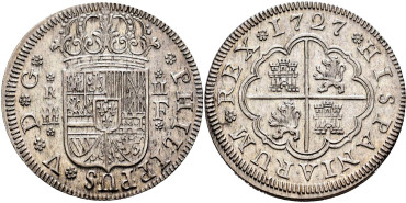 Cy08207.-FELIPE V - 2 Reales 1727 Segovia F.-EBC