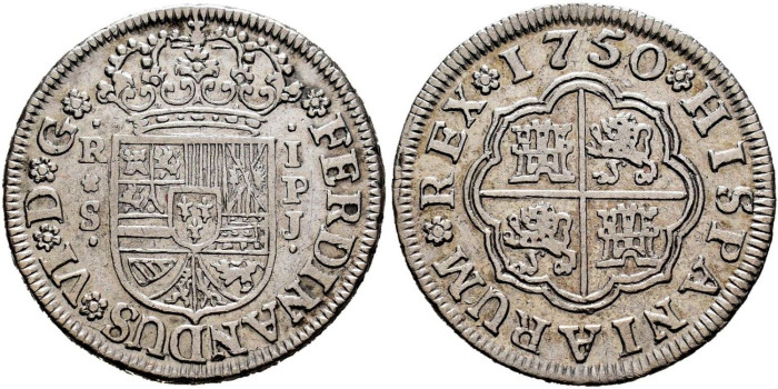 Cy09587.-FERNANDO VI - 1 Real 1750 Sevilla P.J.-MBC+