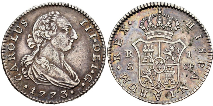 Cy10580.-CARLOS III - 1 Real 1773 Sevilla C.F.-MBC+