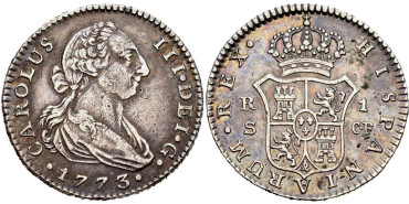 Cy10580.-CARLOS III - 1 Real 1773 Sevilla C.F.-MBC+