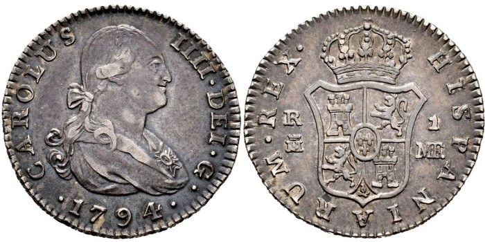 Cy12594.-CARLOS IV - 1 Real 1794 Madrid M.F.- EBC+