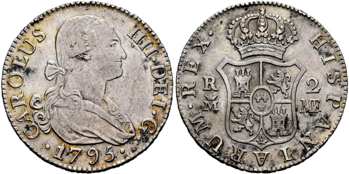 Cy12757.-CARLOS IV - 2 Reales 1795 Madrid M.F.-MBC+