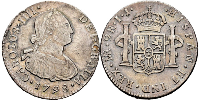 Cy12780.-CARLOS IV - 2 Reales 1798 Lima I.J.-MBC