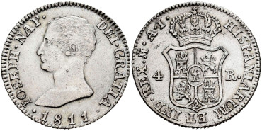 Cy13830.-JOSE NAPOLEON - 4 Reales 1811 Madrid A.I.-EBC-