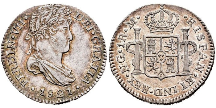 Cy14491.-FERNANDO VII - 1 Real 1821 Guatemala M.-SC-
