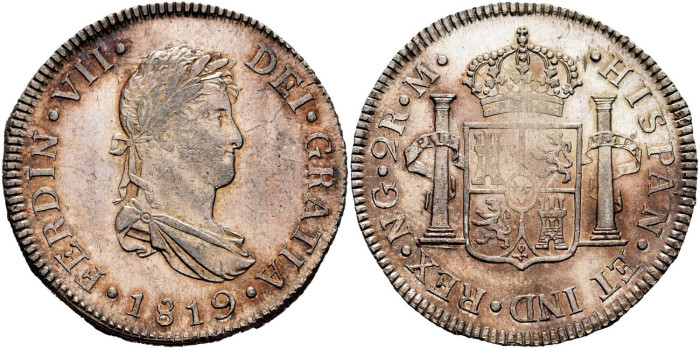 Cy14690.-FERNANDO VII - 2 Reales 1819 Guatemala M.-SC