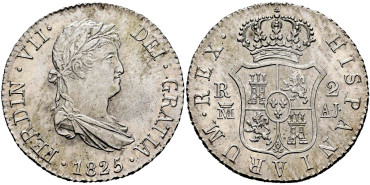 Cy14757.-FERNANDO VII - 2 Reales 1825 Madrid A.J.-SC