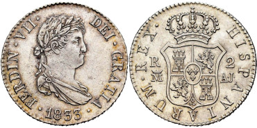 Cy14779.-FERNANDO VII - 2 Reales 1833 Madrid A.S.-SC