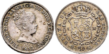 Cy15904.-ISABEL II - 1 Real 1847 Madrid C.L.-SC