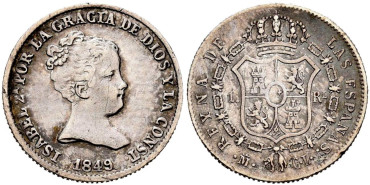 Cy15906.-ISABEL II - 1 Real 1849 Madrid C.L.-EBC-