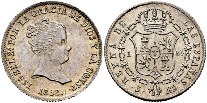 Cy15913.-ISABEL II - 1 Real 1852 Sevilla R.D.-SC