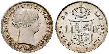 Cy15923.-ISABEL II - 1 Real 1855 Barcelona.-SC