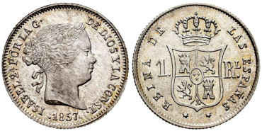 Cy15930.-ISABEL II - 1 Real 1857 Sevilla.-SC