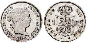 Cy15934.-ISABEL II - 1 Real 1857 sobre 57, Sevilla.-SC