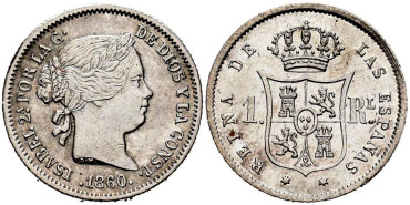 Cy15943.-ISABEL II - 1 Real 1860 Madrid.-SC