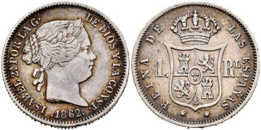 Cy15950.-ISABEL II - 1 Real 1862 Madrid.-EBC-