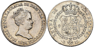 Cy16078.-ISABEL II - 4 Reales 1838 Barcelona P.S.-EBC+