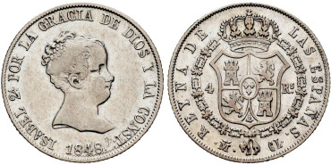 Cy16114.-ISABEL II - 4 Reales 1848 Madrid C.L.-MBC+