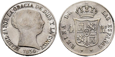 Cy16126.-ISABEL II - 4 Reales 1854 Sevilla.-SC-