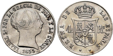 Cy16129.-ISABEL II - 4 Reales 1855 Sevilla.-SC