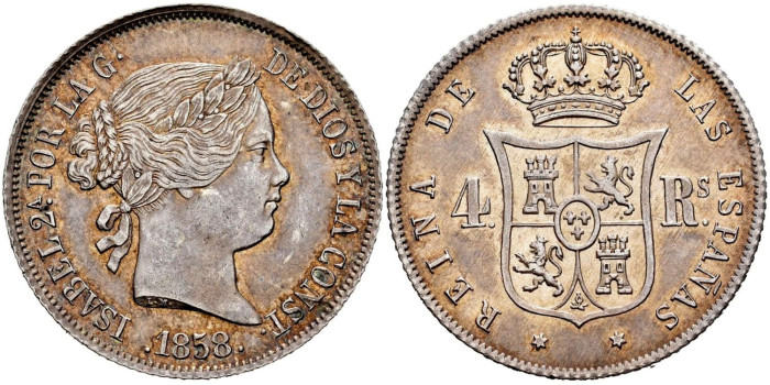 Cy16135.-ISABEL II -  4 Reales 1858 Madrid.- SC