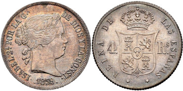 Cy16138.-ISABEL II -  4 Reales 1859 Madrid.- SC
