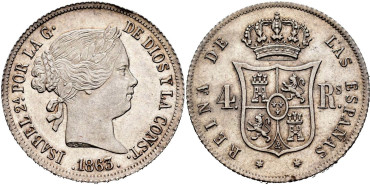 Cy16153.-ISABEL II -  4 Reales 1863 Madrid.- SC