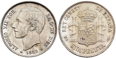 Cy16569.-ALFONSO XII 1 Peseta 1882(18-82)- M.S.M.- SC