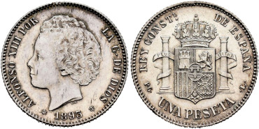 Cy16673F.- ALFONSO XIII  1 Peseta 1893 PGL.- EBC