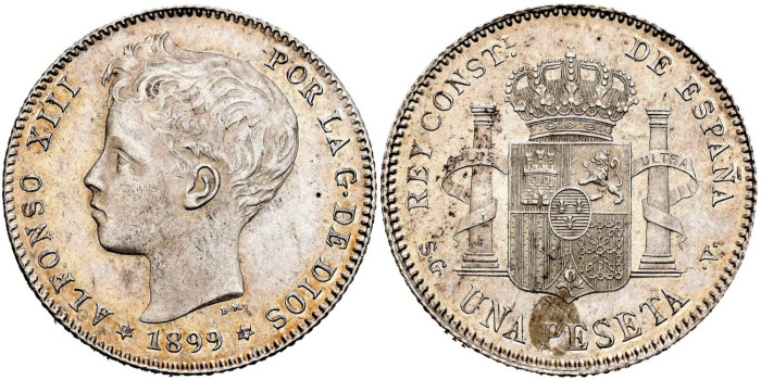 Cy16676H.- ALFONSO XIII  1 Peseta 1899 SGV.- SC