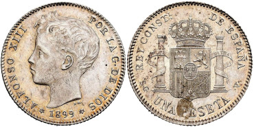 Cy16676H.- ALFONSO XIII  1 Peseta 1899 SGV.- SC