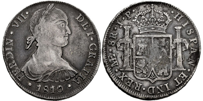 Cy14951.- Fernando VII 8 Reales 1810 Lima J.P.  BC+