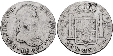 Cy15148.- Fernando VII 8 Reales 1820 Guatemala M. BC