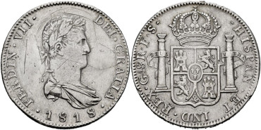 Cy15125.- Fernando VII 8 Reales 1818 Guadalajara F.S.  MBC+