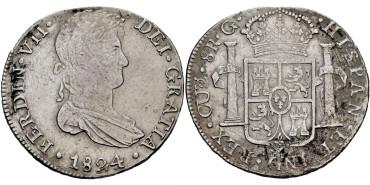Cy15209.- Fernando VII 8 Reales 1824 Cuzco G.  MBC