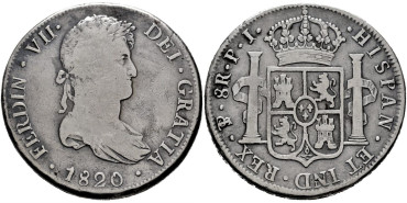 Cy15153.-FERNANDO VII - 8 Reales 1820 Potosi P.J.-MBC-