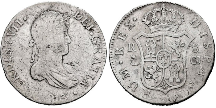Cy15021.-FERNANDO VII - 8 Reales 1813 Cadiz C.J.-RC-