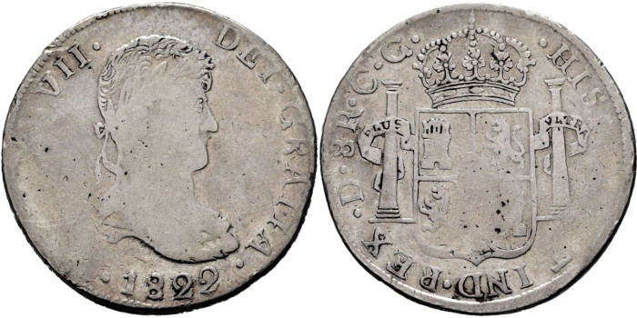 Cy15181.-FERNANDO VII - 8 Reales 1822 Durango C.G.-RC