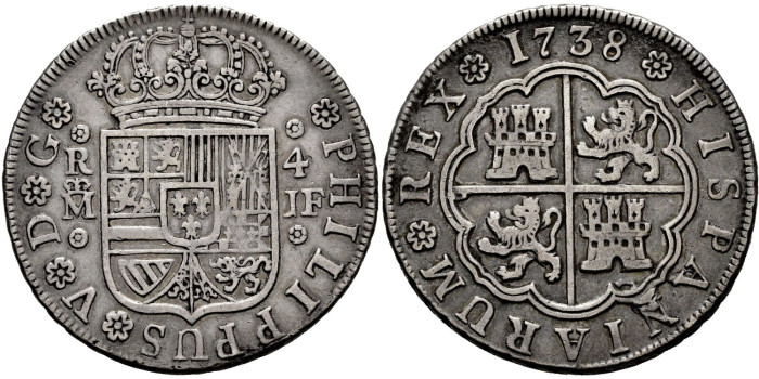 Cy08512.-FELIPE V - 4 Reales 1738Madrid jf.-MBC+
