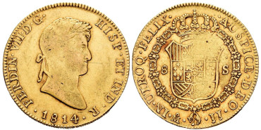 Cy15543.- FERNANDO VII  8 Escudos 1814 MEXICO J.J. - Oro