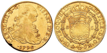 Cy13671.- CARLOS IV  8 Escudos 1796 Mexico F.M. - Oro