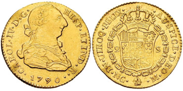 Cy13328.- CARLOS IV  2 Escudos 1790 GUATEMALA M. - Oro. RARA