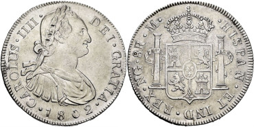 Cy13107.-CARLOS IV - 8 Reales 1802 Nueva Guatema M.-SC