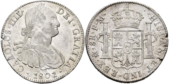 Cy13102.-CARLOS IV - 8 Reales 1801 Mexico F.M.-SC