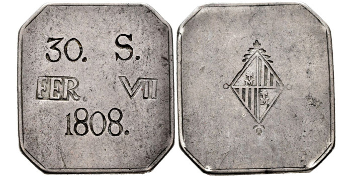 Cy14923.-FERNANDO VII - 30 SOUS 1808 Mallorca  T.H.- EBC-