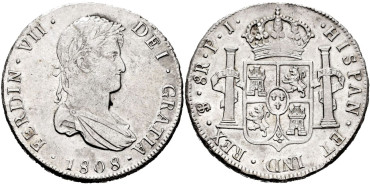 Cy14925.-FERNANDO VII - 8 Reales 1808 Potosi P.J.-SC