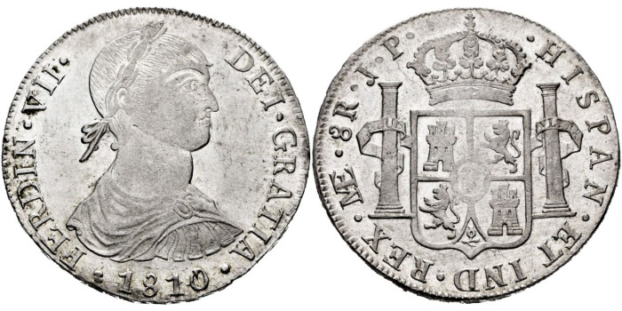 Cy14951.-FERNANDO VII - 8 Reales 1810 Lima J.P.-SC